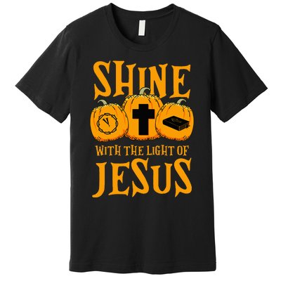 Shine With The Light Of Jesus Halloween Costume Christian Premium T-Shirt