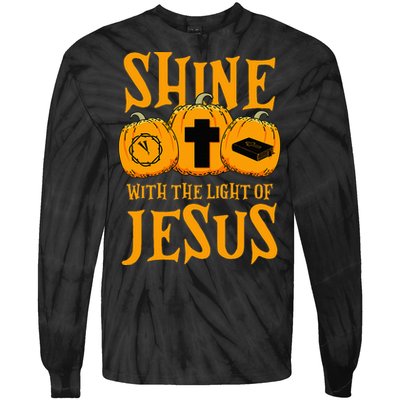 Shine With The Light Of Jesus Halloween Costume Christian Tie-Dye Long Sleeve Shirt