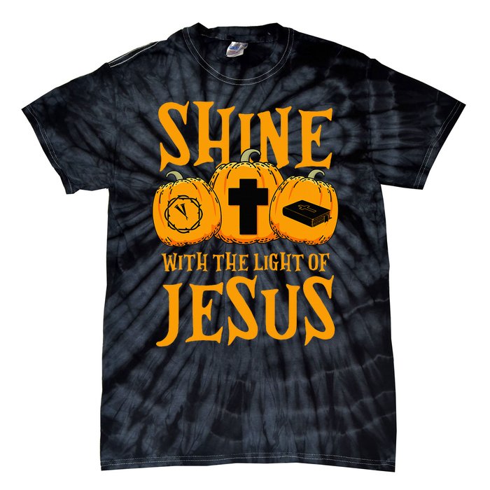 Shine With The Light Of Jesus Halloween Costume Christian Tie-Dye T-Shirt