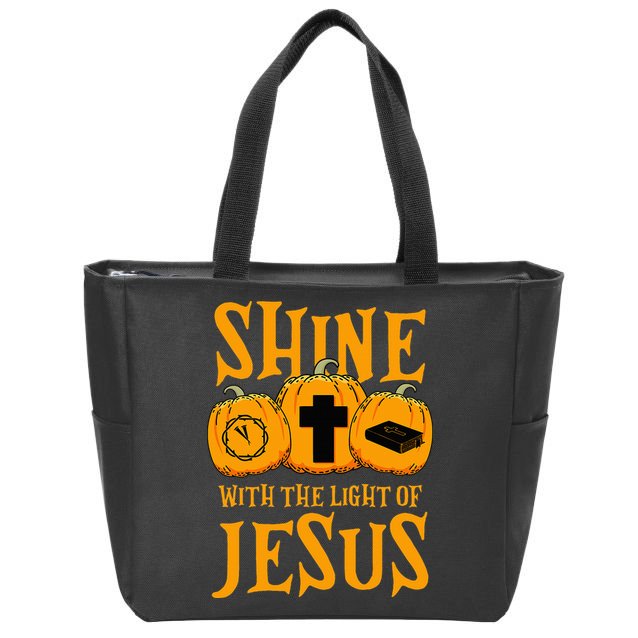 Shine With The Light Of Jesus Halloween Costume Christian Zip Tote Bag