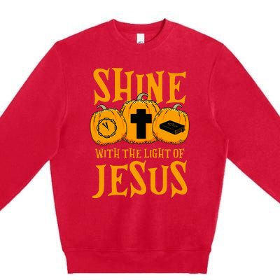 Shine With The Light Of Jesus Halloween Costume Christian Premium Crewneck Sweatshirt