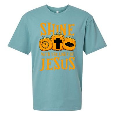 Shine With The Light Of Jesus Halloween Costume Christian Sueded Cloud Jersey T-Shirt