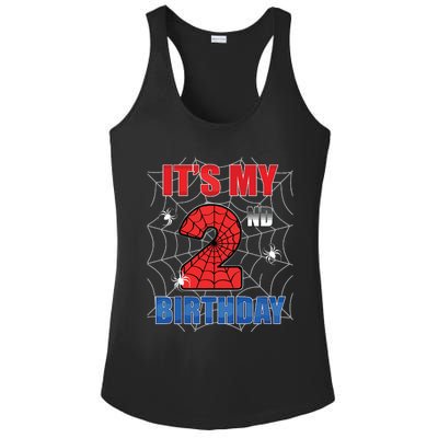 Spider Web Two 2 Years Old Its My 2nd Birthday Boy Party Ladies PosiCharge Competitor Racerback Tank