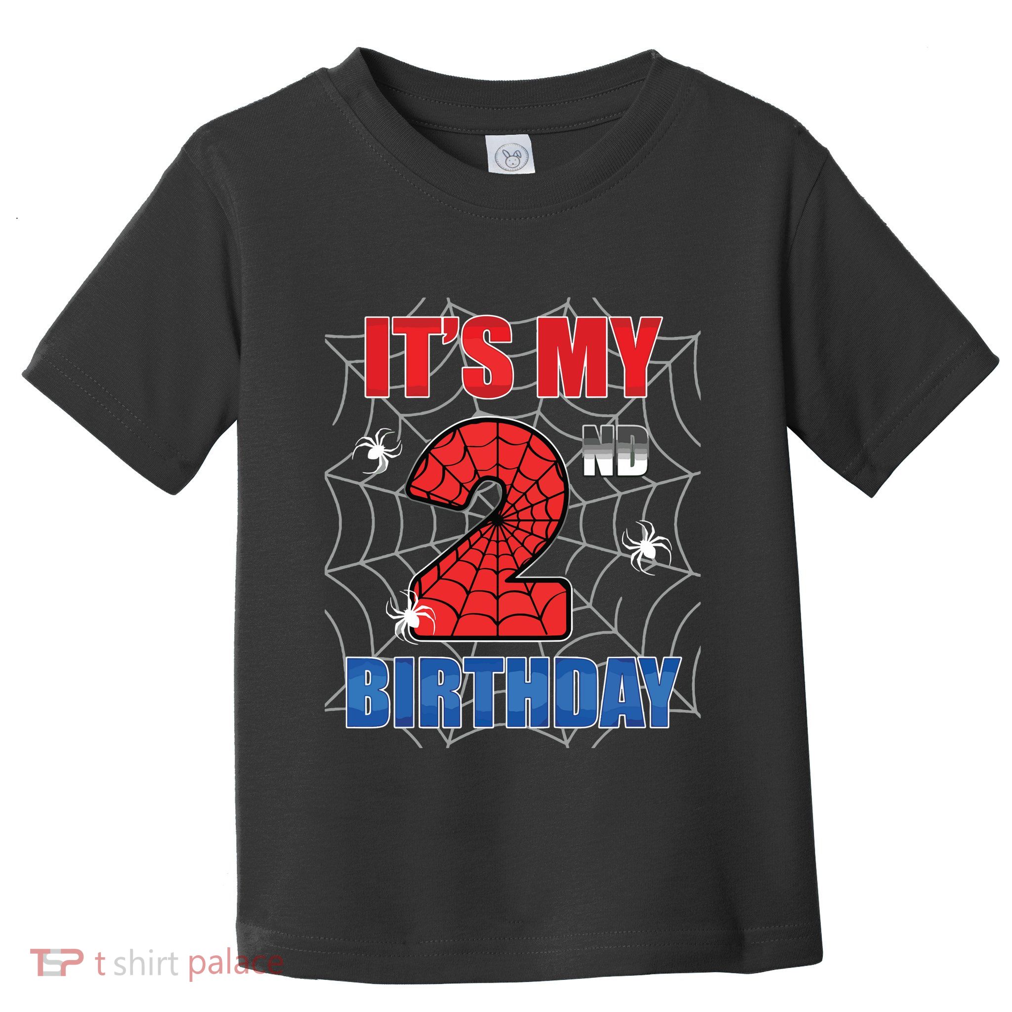 Spider Web Two 2 Years Old Its My 2nd Birthday Boy Party Toddler T-Shirt