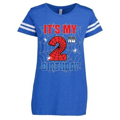 Spider Web Two 2 Years Old Its My 2nd Birthday Boy Party Enza Ladies Jersey Football T-Shirt