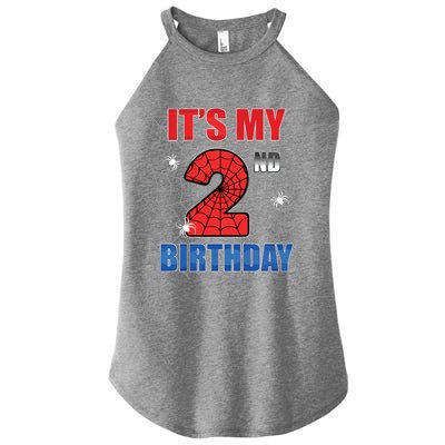 Spider Web Two 2 Years Old Its My 2nd Birthday Boy Party Women’s Perfect Tri Rocker Tank