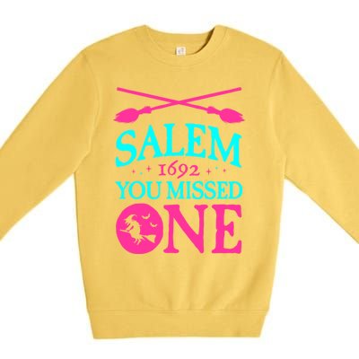 Salem Witch Trials Great Gift 1692 You Missed One Witch Halloween Meaningful Gif Premium Crewneck Sweatshirt