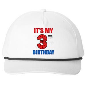 Spider Web Three 3 Years Old ItS My 3rd Birthday Boy Party Snapback Five-Panel Rope Hat