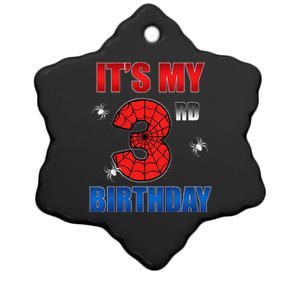 Spider Web Three 3 Years Old ItS My 3rd Birthday Boy Party Ceramic Star Ornament