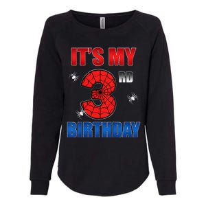 Spider Web Three 3 Years Old ItS My 3rd Birthday Boy Party Womens California Wash Sweatshirt