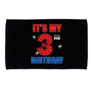 Spider Web Three 3 Years Old ItS My 3rd Birthday Boy Party Microfiber Hand Towel