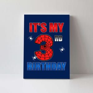 Spider Web Three 3 Years Old ItS My 3rd Birthday Boy Party Canvas