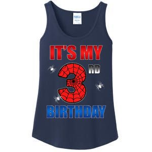 Spider Web Three 3 Years Old ItS My 3rd Birthday Boy Party Ladies Essential Tank