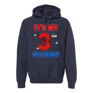 Spider Web Three 3 Years Old ItS My 3rd Birthday Boy Party Premium Hoodie