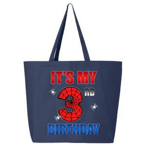 Spider Web Three 3 Years Old ItS My 3rd Birthday Boy Party 25L Jumbo Tote