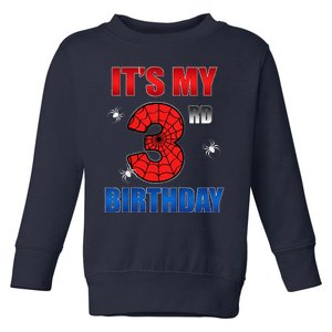 Spider Web Three 3 Years Old ItS My 3rd Birthday Boy Party Toddler Sweatshirt