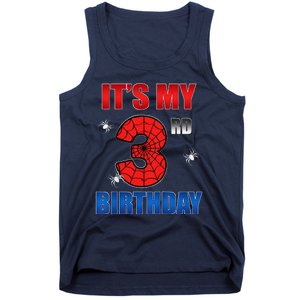 Spider Web Three 3 Years Old ItS My 3rd Birthday Boy Party Tank Top