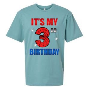 Spider Web Three 3 Years Old ItS My 3rd Birthday Boy Party Sueded Cloud Jersey T-Shirt