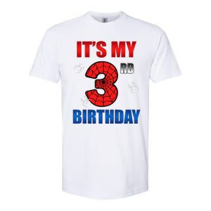 Spider Web Three 3 Years Old ItS My 3rd Birthday Boy Party Softstyle CVC T-Shirt