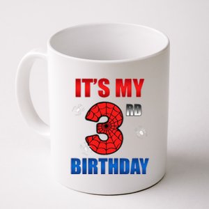 Spider Web Three 3 Years Old ItS My 3rd Birthday Boy Party Coffee Mug