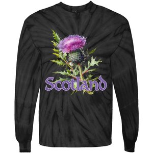 Scotland Watercolor Thistle Tie-Dye Long Sleeve Shirt