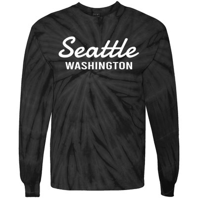 Seattle Washington Throwback Design Tie-Dye Long Sleeve Shirt