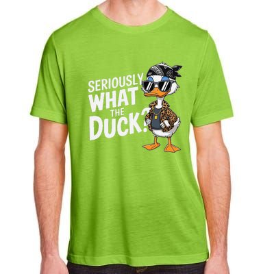 Seriously What The Duck Funny Cartoon Duck Humor Adult ChromaSoft Performance T-Shirt