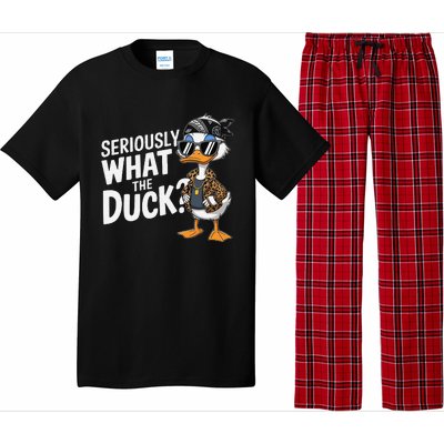 Seriously What The Duck Funny Cartoon Duck Humor Pajama Set