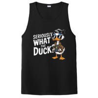 Seriously What The Duck Funny Cartoon Duck Humor PosiCharge Competitor Tank