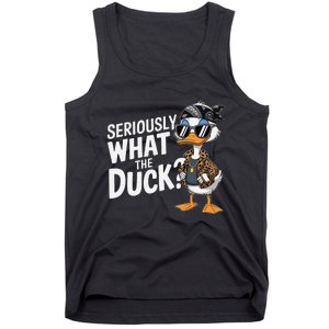 Seriously What The Duck Funny Cartoon Duck Humor Tank Top