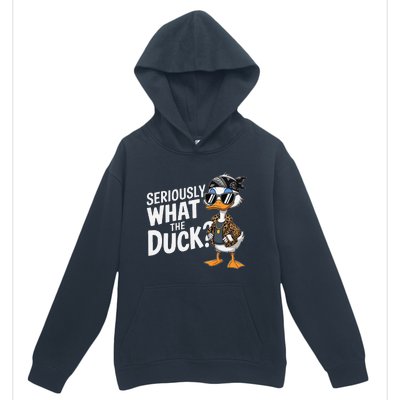 Seriously What The Duck Funny Cartoon Duck Humor Urban Pullover Hoodie