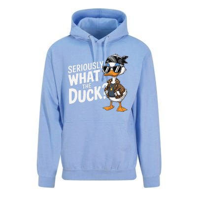 Seriously What The Duck Funny Cartoon Duck Humor Unisex Surf Hoodie