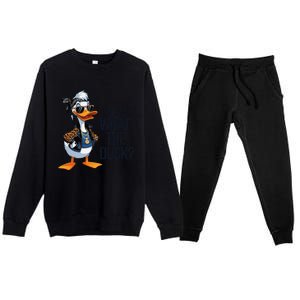 Seriously What The Duck Funny Cartoon Duck Humor Premium Crewneck Sweatsuit Set