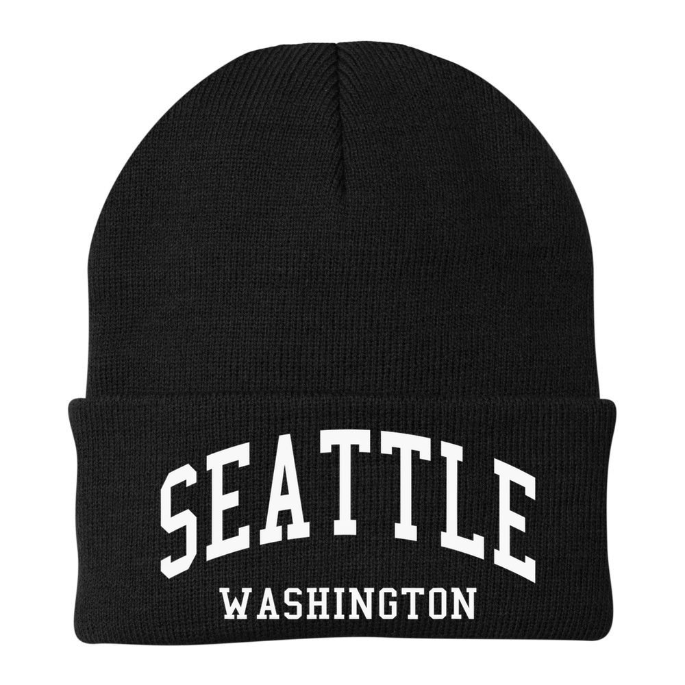 Seattle Washington Throwback Design Classic Beanie