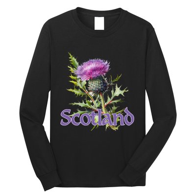 Scotland Watercolor Thistle Long Sleeve Shirt