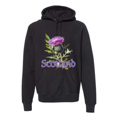 Scotland Watercolor Thistle Premium Hoodie