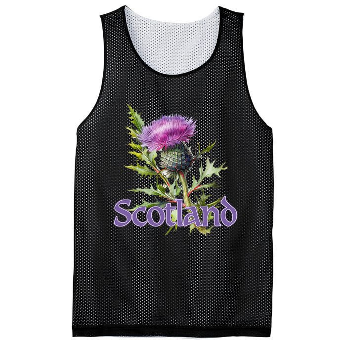 Scotland Watercolor Thistle Mesh Reversible Basketball Jersey Tank