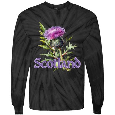 Scotland Watercolor Thistle Tie-Dye Long Sleeve Shirt