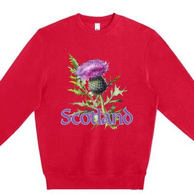 Scotland Watercolor Thistle Premium Crewneck Sweatshirt