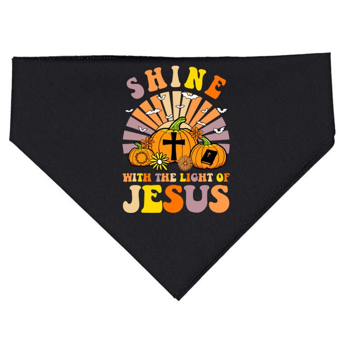 Shine With The Light Of Jesus Christian Lover Halloween Fall USA-Made Doggie Bandana