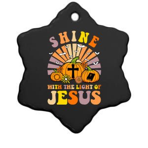 Shine With The Light Of Jesus Christian Lover Halloween Fall Ceramic Star Ornament