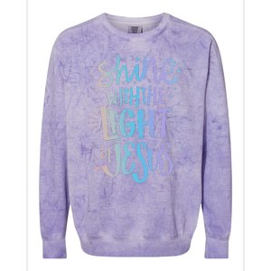 Shine with the Light of Jesus Proud Christian Colorblast Crewneck Sweatshirt