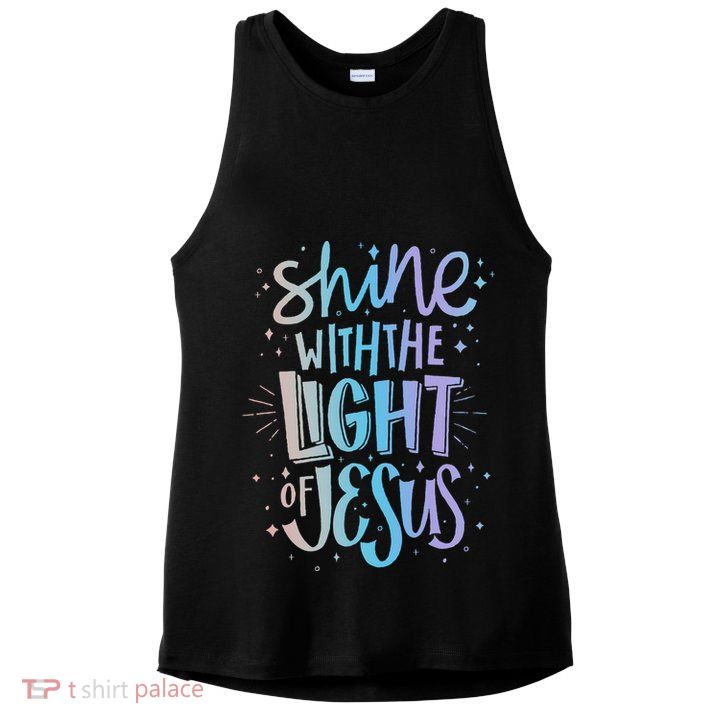 Shine with the Light of Jesus Proud Christian Ladies PosiCharge Tri-Blend Wicking Tank