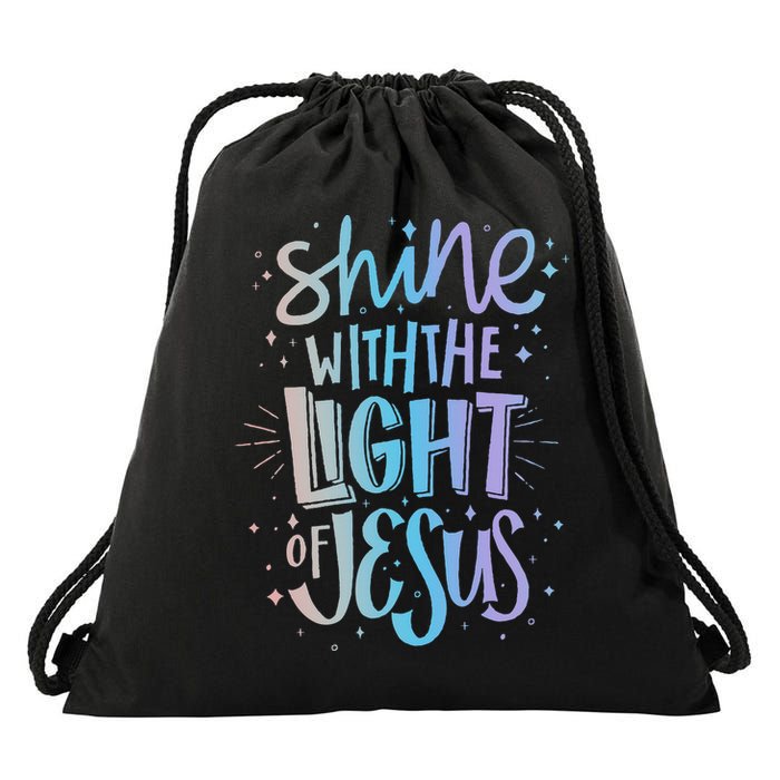Shine with the Light of Jesus Proud Christian Drawstring Bag