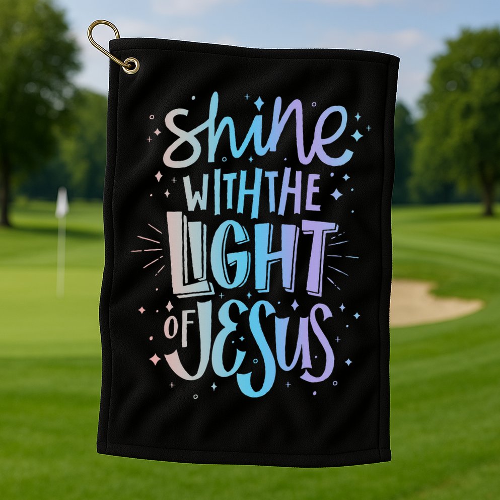 Shine with the Light of Jesus Proud Christian Golf Towel