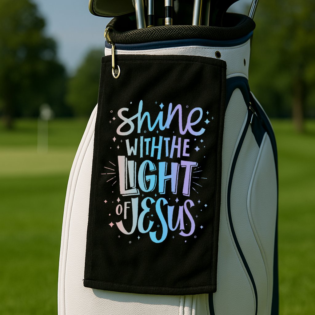 Shine with the Light of Jesus Proud Christian Golf Towel