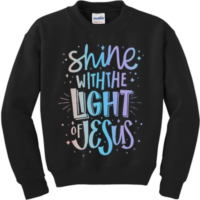 Shine with the Light of Jesus Proud Christian Kids Sweatshirt