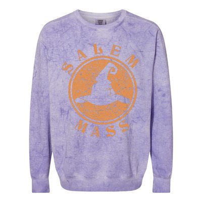 Salem Witch Trials Symbol Unveiling Halloween's Wiccan History Colorblast Crewneck Sweatshirt