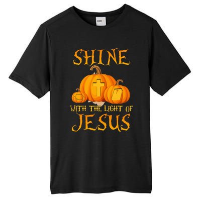 Shine With The Light Of Jesus Christian Halloween Pumpkin Tall Fusion ChromaSoft Performance T-Shirt