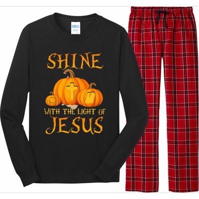 Shine With The Light Of Jesus Christian Halloween Pumpkin Long Sleeve Pajama Set